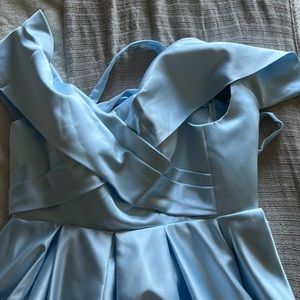 Tea length satin ballgown